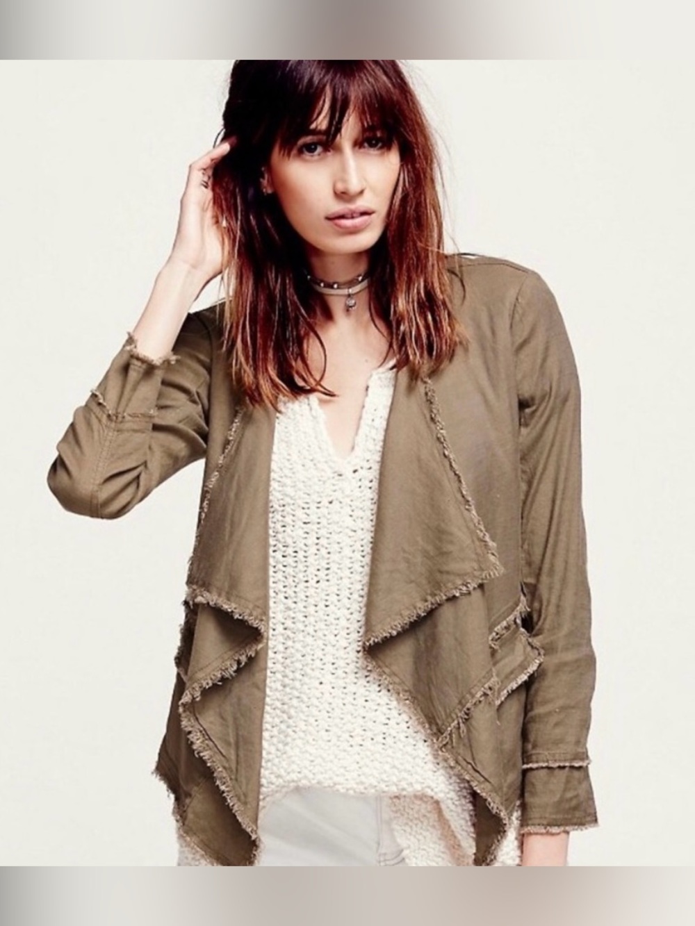 Free People Brown/Tan Frayed Raw Hem Femme Size M